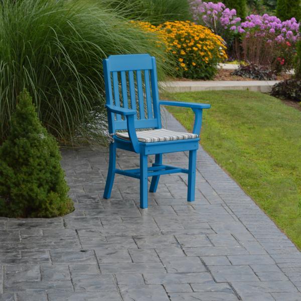 A &amp; L Furniture Traditional Dining Chair w/ Arms Outdoor Chairs Aruba Blue