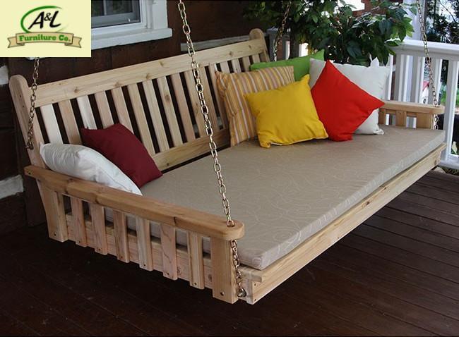 A &amp; L Furniture Traditional English Red Cedar Swing Bed Swing Beds 4ft / Unfinished / No