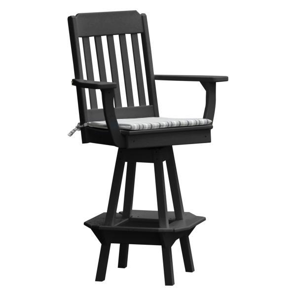 Traditional Swivel Bar Chair with Arms - The Charming Bench Company