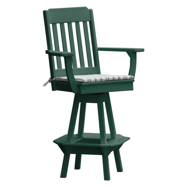 Traditional Swivel Bar Chair with Arms - The Charming Bench Company