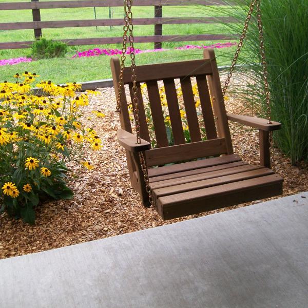 A &amp; L Furniture Western Red Cedar 2ft Traditional English Chair Swing Porch Swings Unfinished