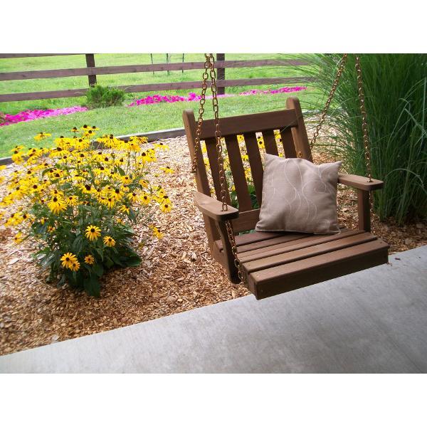 A &amp; L Furniture Western Red Cedar 2ft Traditional English Chair Swing Porch Swings Unfinished