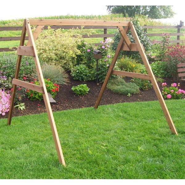 A &amp; L Furniture Western Red Cedar 2x4 A-Frame Swing Stand for Swing or Swingbed (Hangers Included) Porch Swing Stands 4ft / Unfinished