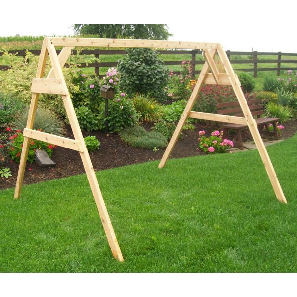 A &amp; L Furniture Western Red Cedar 2x4 A-Frame Swing Stand for Swing or Swingbed (Hangers Included) Porch Swing Stands 4ft / Unfinished