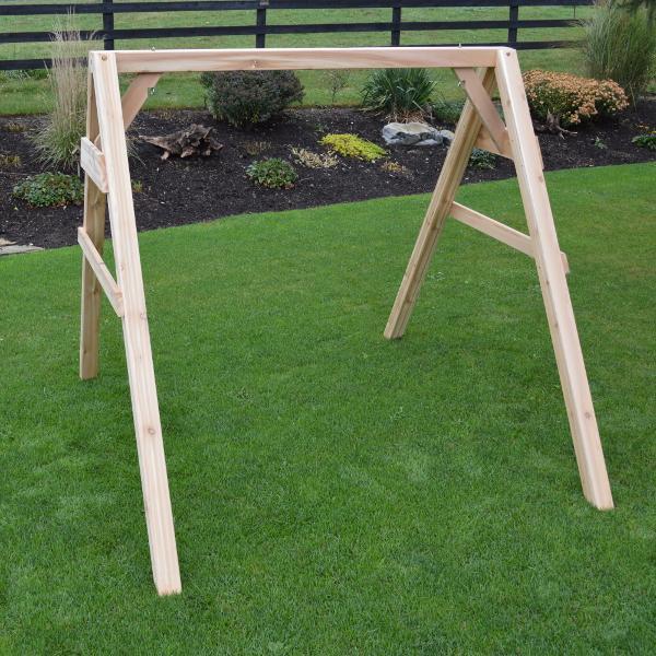 A &amp; L Furniture Western Red Cedar 4x4 A-Frame Swing Stand for Swing or Swingbed (Hangers Included) Porch Swing Stands 4ft / Unfinished