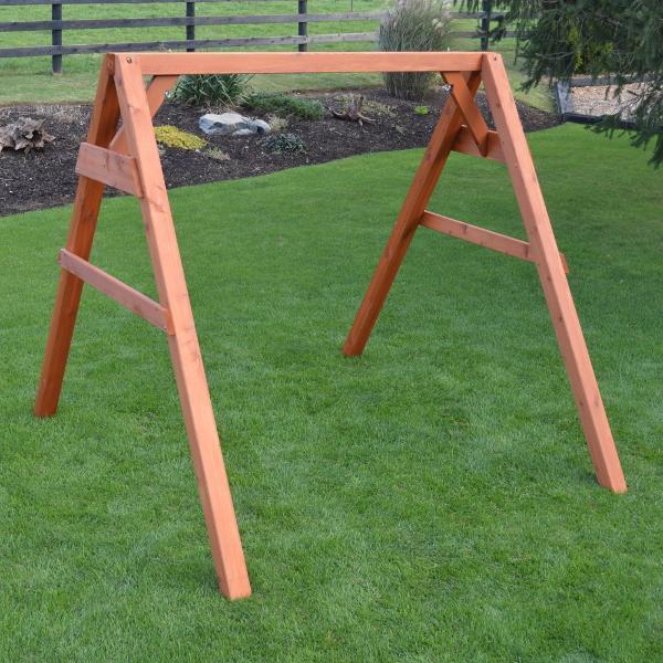 A &amp; L Furniture Western Red Cedar 4x4 A-Frame Swing Stand for Swing or Swingbed (Hangers Included) Porch Swing Stands 4ft / Unfinished