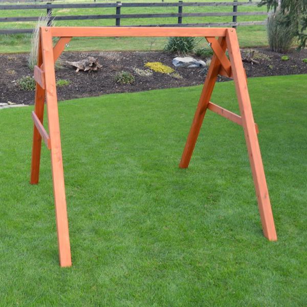 A &amp; L Furniture Western Red Cedar 4x4 A-Frame Swing Stand for Swing or Swingbed (Hangers Included) Porch Swing Stands 4ft / Unfinished
