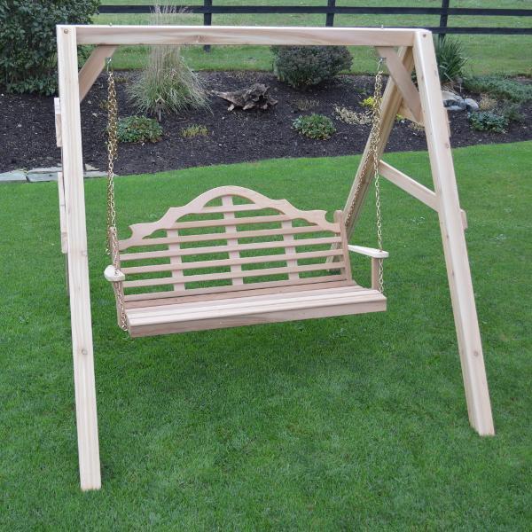 A &amp; L Furniture Western Red Cedar 4x4 A-Frame Swing Stand for Swing or Swingbed (Hangers Included) Porch Swing Stands 4ft / Unfinished