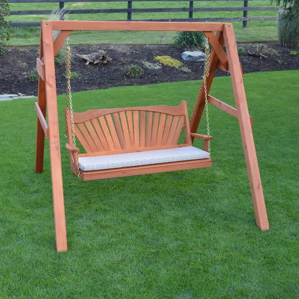 A &amp; L Furniture Western Red Cedar 4x4 A-Frame Swing Stand for Swing or Swingbed (Hangers Included) Porch Swing Stands 4ft / Unfinished