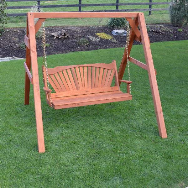 A &amp; L Furniture Western Red Cedar 4x4 A-Frame Swing Stand for Swing or Swingbed (Hangers Included) Porch Swing Stands 4ft / Unfinished