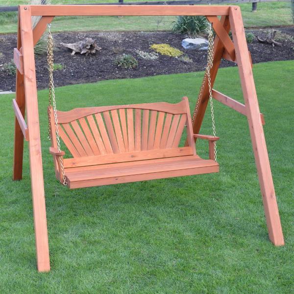 A &amp; L Furniture Western Red Cedar 4x4 A-Frame Swing Stand for Swing or Swingbed (Hangers Included) Porch Swing Stands 4ft / Unfinished