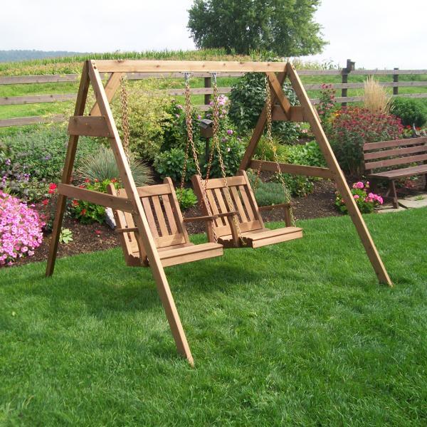 A &amp; L Furniture Western Red Cedar 5' 2x4 A-Frame Swing Stand for 2 Chair Swings (Hangers Included) Porch Swing Stands Unfinished