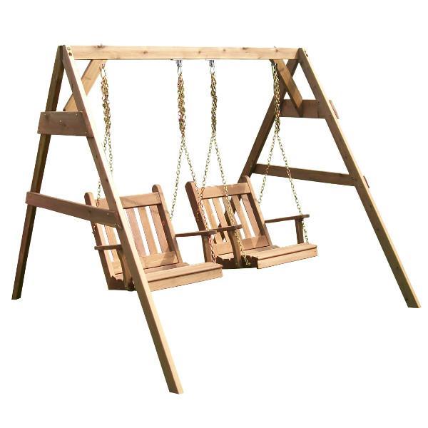 A &amp; L Furniture Western Red Cedar 5' 2x4 A-Frame Swing Stand for 2 Chair Swings (Hangers Included) Porch Swing Stands Unfinished