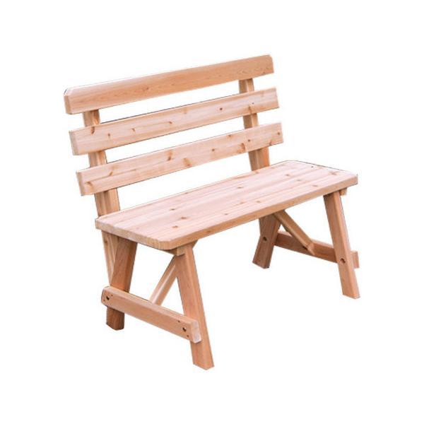 A &amp; L Furniture Western Red Cedar Bench with Back Garden Benches 2ft / Unfinished
