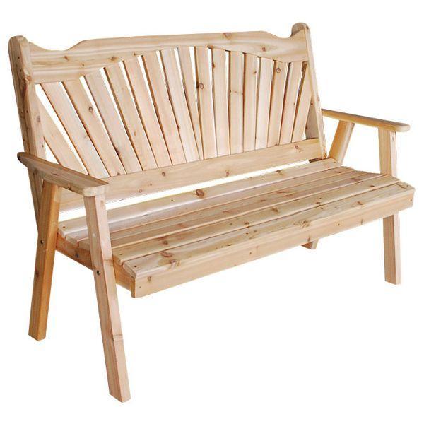 A &amp; L Furniture Western Red Cedar Fanback Garden Bench Garden Benches 4ft / Unfinished