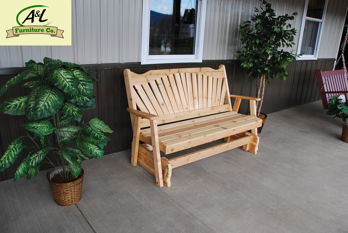A &amp; L Furniture Western Red Cedar Fanback Glider Gliders 4ft / Unfinished