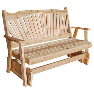 A & L Furniture Western Red Cedar Fanback Glider Gliders 4ft / Unfinished