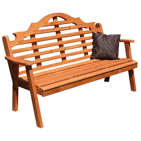 A &amp; L Furniture Western Red Cedar Marlboro Garden Bench Garden Benches 4ft / Unfinished
