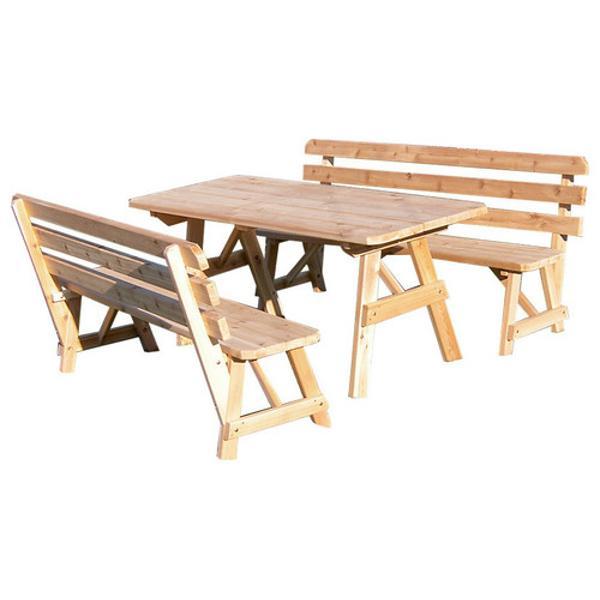 A &amp; L Furniture Western Red Cedar Picnic Table with 2 Backed Benches Picnic Table 4ft / Unfinished / No