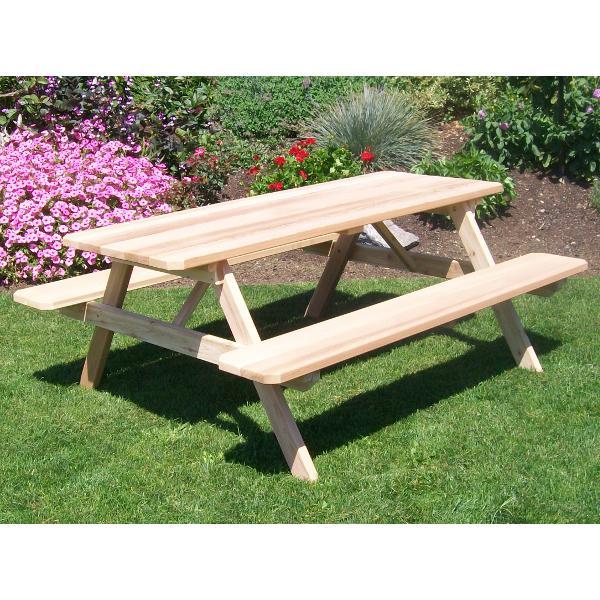 A &amp; L Furniture Western Red Cedar Picnic Table with Attached Benches Picnic Table 4ft / Unfinished / No