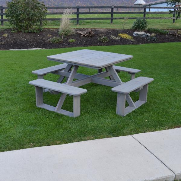 A &amp; L Furniture Western Red Cedar Square Walk-In Table Picnic Table Unfinished / No