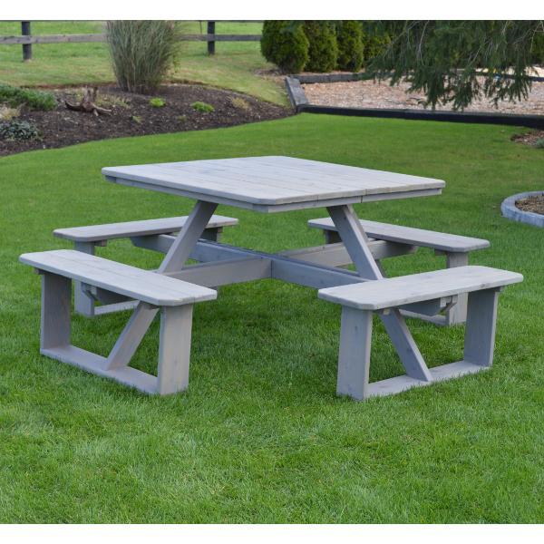A &amp; L Furniture Western Red Cedar Square Walk-In Table Picnic Table Unfinished / No