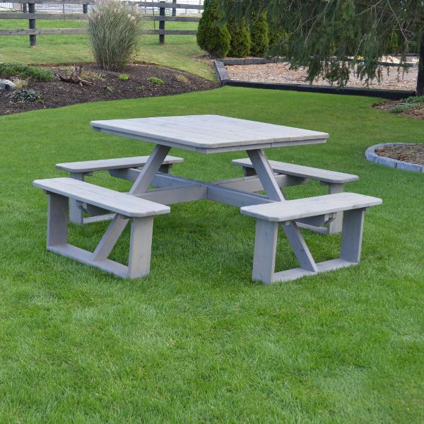 A &amp; L Furniture Western Red Cedar Square Walk-In Table Picnic Table Unfinished / No