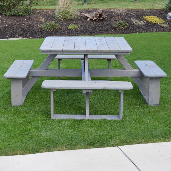 A &amp; L Furniture Western Red Cedar Square Walk-In Table Picnic Table Unfinished / No