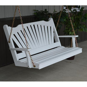 A & L Furniture Yellow Pine 6ft Fan Back Style Porch Swing Porch Swings 6ft / No / Unfinished