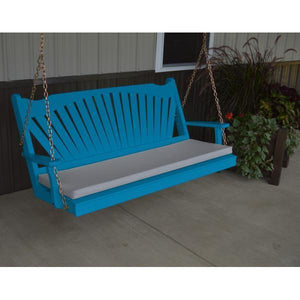 A & L Furniture Yellow Pine 6ft Fan Back Style Porch Swing Porch Swings 6ft / No / Unfinished