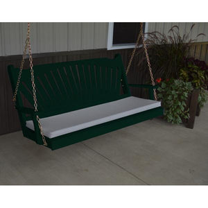 A & L Furniture Yellow Pine 6ft Fan Back Style Porch Swing Porch Swings 6ft / No / Unfinished