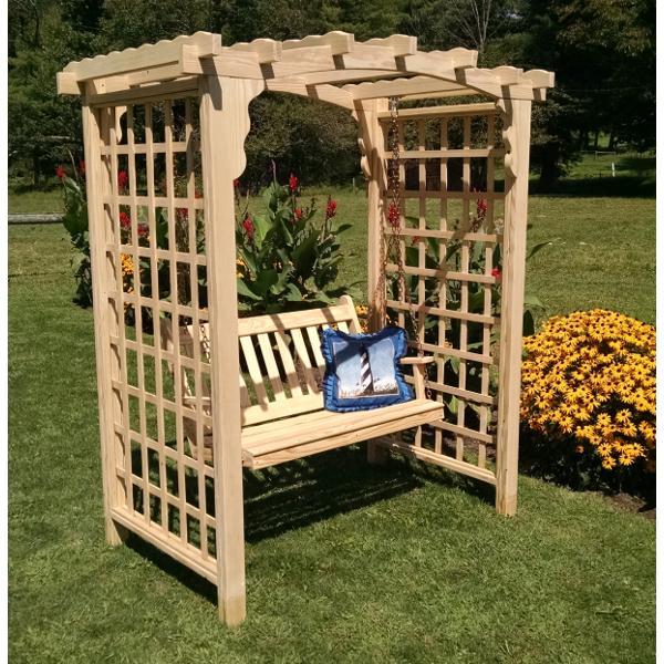 A &amp; L Furniture Yellow Pine Cambridge Arbor &amp; Swing