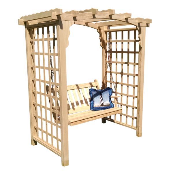 A &amp; L Furniture Yellow Pine Cambridge Arbor &amp; Swing Porch Swings 5ft / Unfinished