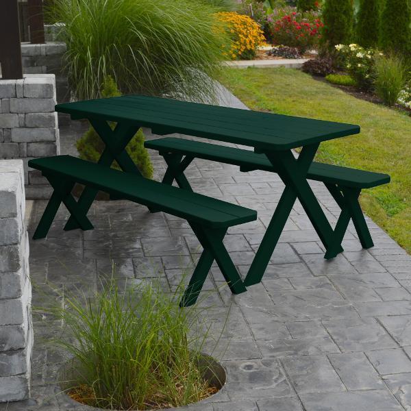 A &amp; L Furniture Yellow Pine Cross Legged Picnic Table with 2 Benches Picnic Table 4ft / Unfinished / No