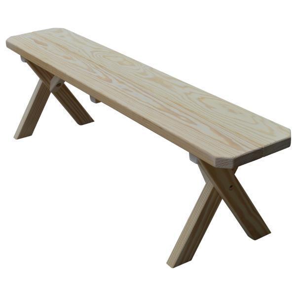 A &amp; L Furniture Yellow Pine Crossleg Bench Size 5ft, 6ft, 8ft Picnic Bench 5ft / Unfinished