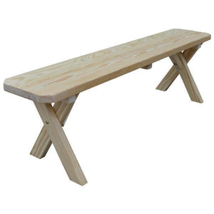 A & L Furniture Yellow Pine Crossleg Bench Size 5ft, 6ft, 8ft Picnic Bench 5ft / Unfinished