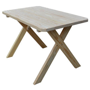 A & L Furniture Yellow Pine Crossleg Table – Size 4ft & 5ft Outdoor Tables 4ft / Unfinished / No