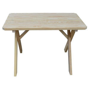 A & L Furniture Yellow Pine Crossleg Table – Size 4ft & 5ft Outdoor Tables 4ft / Unfinished / No
