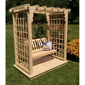 A & L Furniture Yellow Pine Lexington Arbor with Deck & Swing Porch Swings 5ft / Unfinished