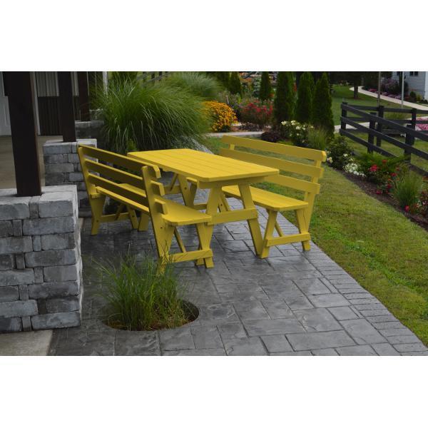 Yellow Pine Picnic Table with 2 Backed Benches - The Charming Bench Company