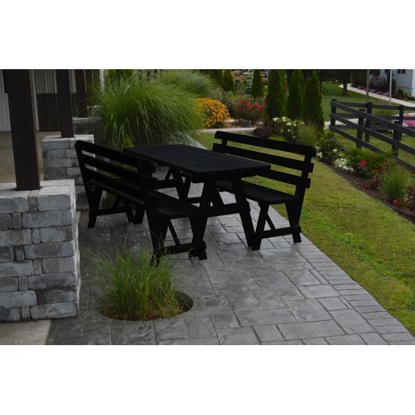 A &amp; L Furniture Yellow Pine Picnic Table with 2 Backed Benches Size 6ft - 8ft Picnic Table 6ft / Unfinished / No