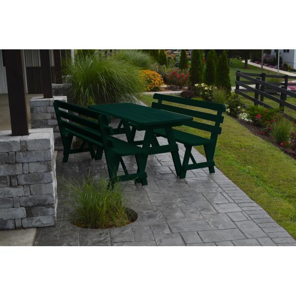 A &amp; L Furniture Yellow Pine Picnic Table with 2 Backed Benches Size 6ft - 8ft Picnic Table 6ft / Unfinished / No