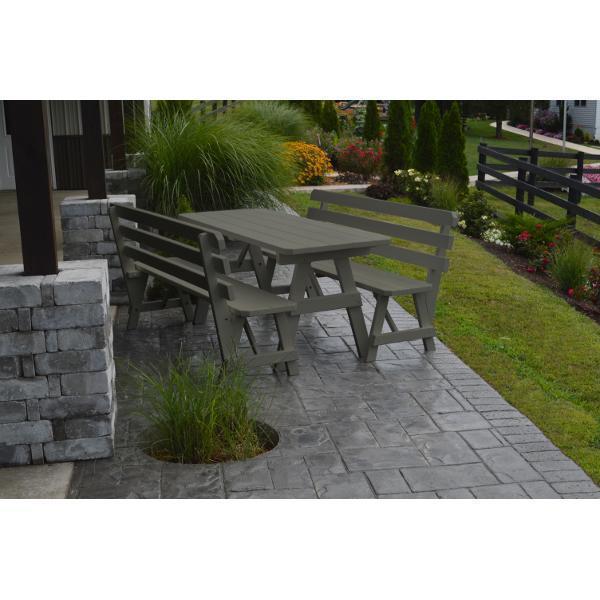 A &amp; L Furniture Yellow Pine Picnic Table with 2 Backed Benches Size 6ft - 8ft Picnic Table 6ft / Unfinished / No