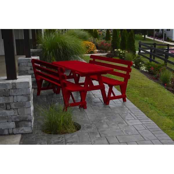 A &amp; L Furniture Yellow Pine Picnic Table with 2 Backed Benches Size 6ft - 8ft Picnic Table 6ft / Unfinished / No