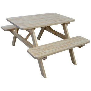 Yellow Pine Picnic Table with Attached Benches - The Charming Bench Company