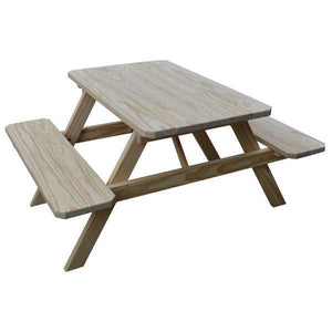 Yellow Pine Picnic Table with Attached Benches - The Charming Bench Company