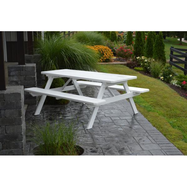 Yellow Pine Picnic Table with Attached Benches - The Charming Bench Company