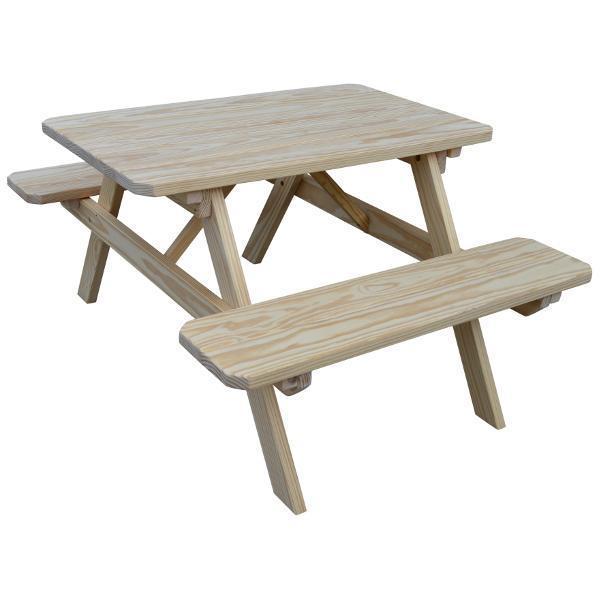 A &amp; L Furniture Yellow Pine Picnic Table with Attached Benches Size 6ft and 8ft Picnic Table 6ft / Unfinished / No