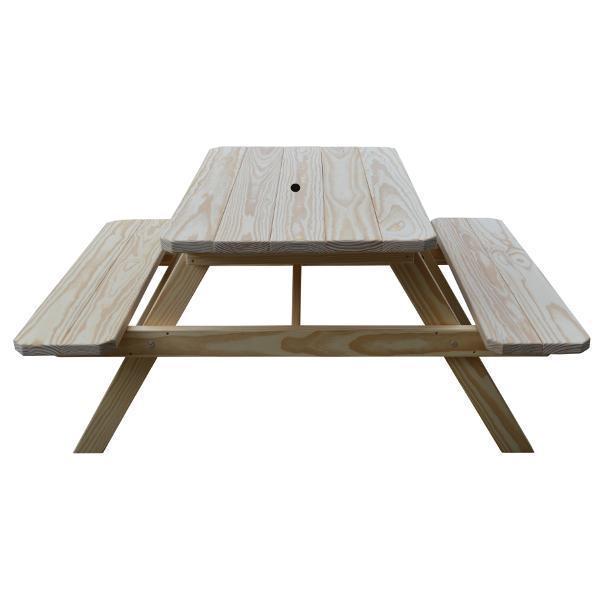 A &amp; L Furniture Yellow Pine Picnic Table with Attached Benches Size 6ft and 8ft Picnic Table 6ft / Unfinished / No