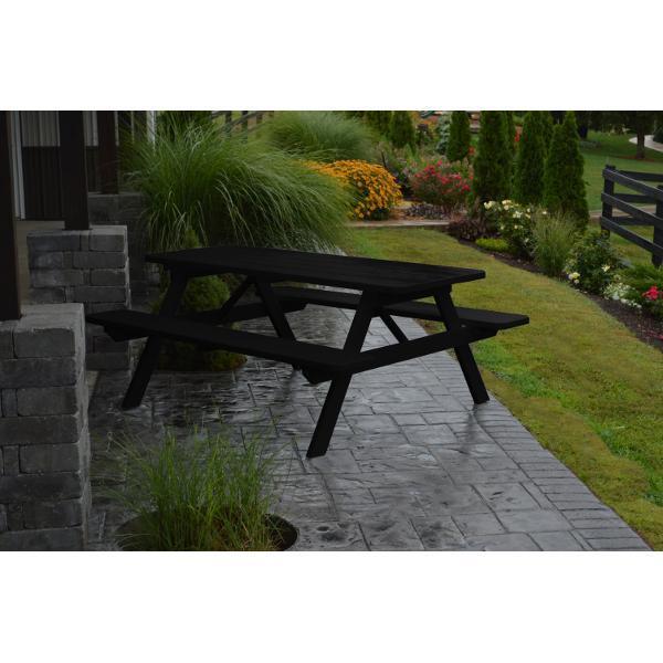 A &amp; L Furniture Yellow Pine Picnic Table with Attached Benches Size 6ft and 8ft Picnic Table 6ft / Unfinished / No